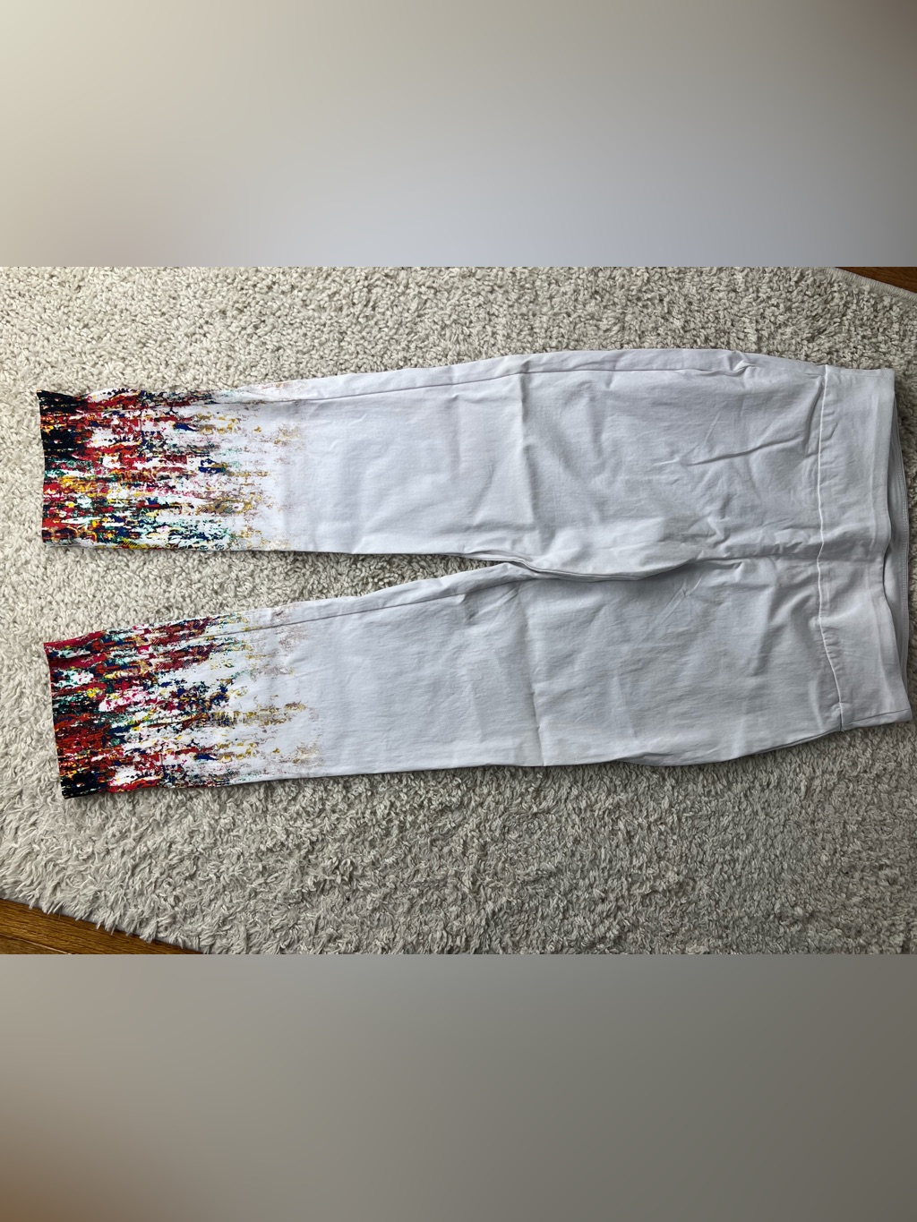 Womens Dfa Slacks Size 10 Preowned White With Embellishments Preowned